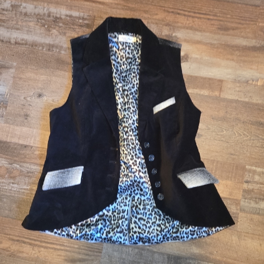 Tasha Polizzi Tailored Vest With Animal Print Lining